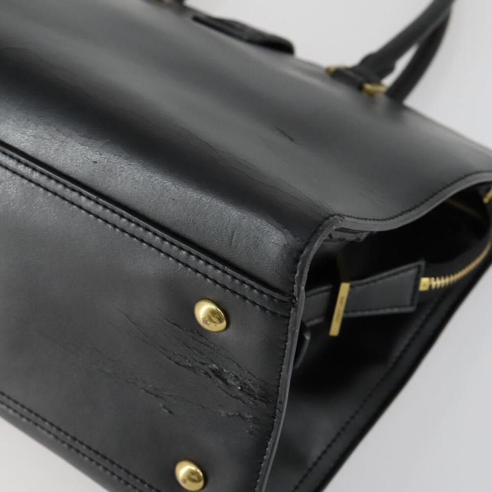 SAINT LAURENT Kabas Hand Bag Leather Black Gold Auth ki6216 - Picture 16 of 16